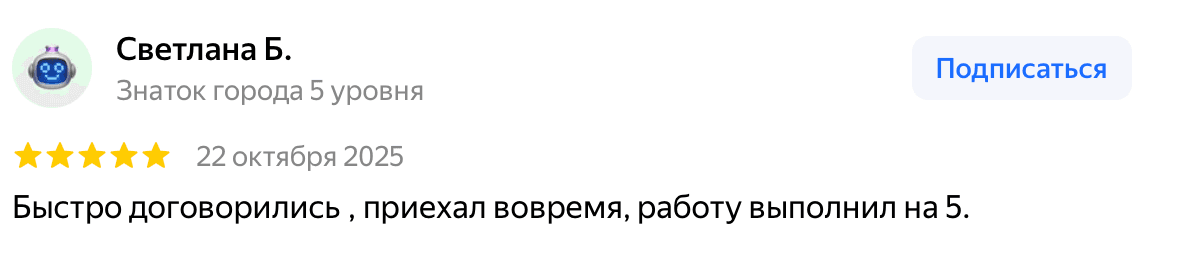 Отзыв Светлана Б. — скриншот Яндекс.Карт